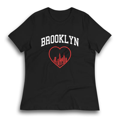 BROOKLYN RED HEART BLACK WOMEN'S T-SHIRT